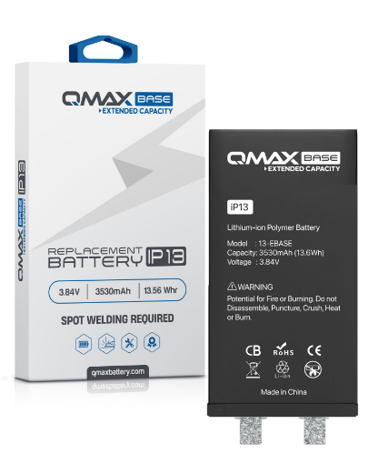 Picture of QMAX Base Extended Capacity Replacement Battery for iPhone 13 (Spot Weld Required) (3530 mAH)