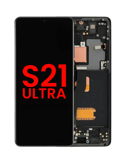 Picture of OLED Assembly with Frame for Galaxy S21 Ultra 5G (G998) (PHANTOM BLACK) (Premium)