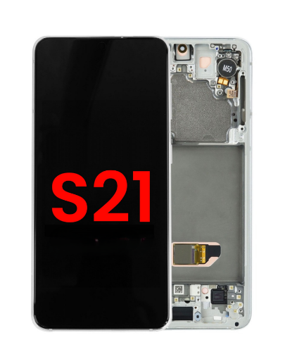 Picture of OLED Assembly with Frame for Galaxy S21 (G991) (PHANTOM WHITE) (Aftermarket OLED)