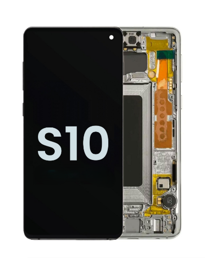 Picture of OLED Assembly with Frame for Galaxy S10 G973 (PRISM WHITE) (Service Pack)