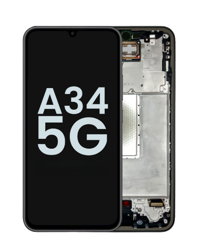 Picture of OLED Assembly with Frame for Galaxy A34 5G (A346 / 2023) (AWESOME GRAPHITE) (Service Pack)