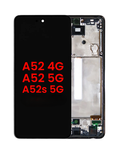 Picture of OLED Assembly with Frame (AWESOME BLACK) (Aftermarket OLED) for Galaxy A52 4G (A525 / 2021) / A52 5G (A526 / 2021) / A52S 5G (A528 / 2021)
